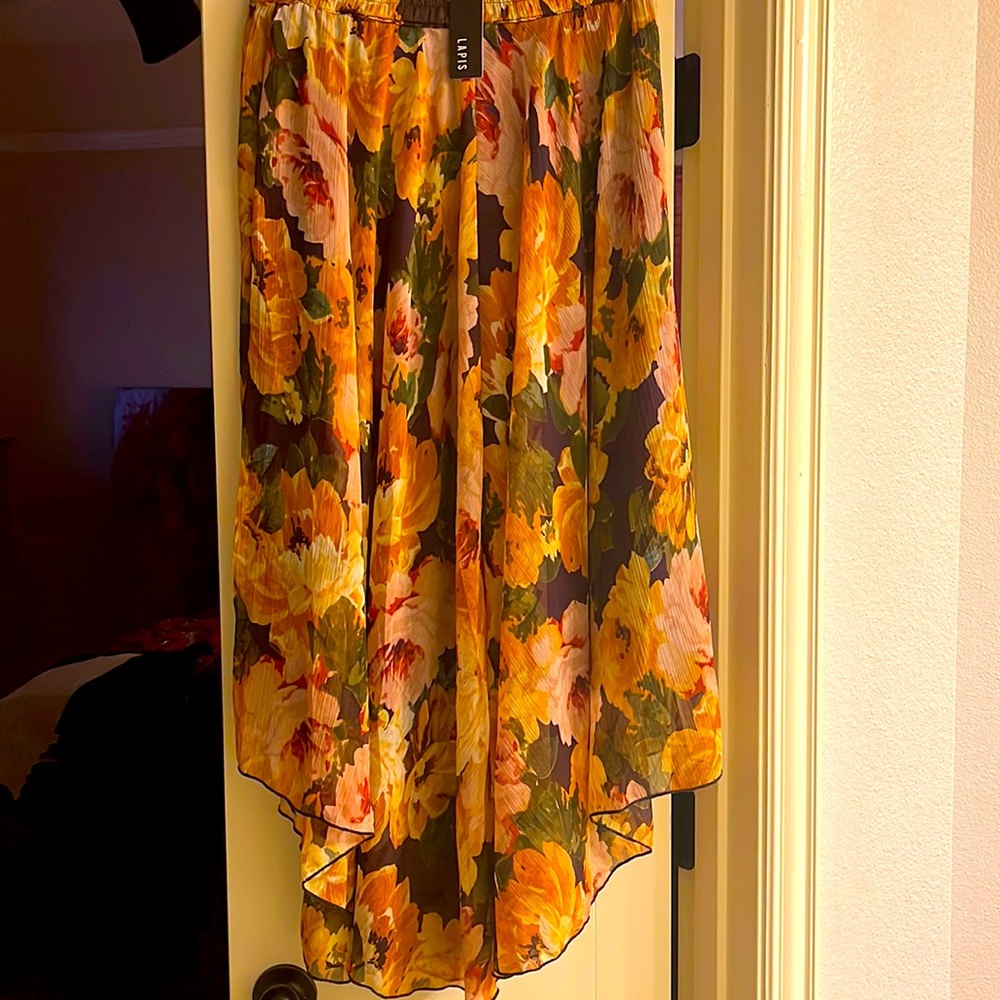 Asymmetrical Floral Skirt